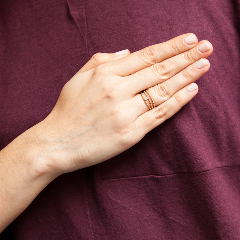 Bague 3 rangs diamant Clearance