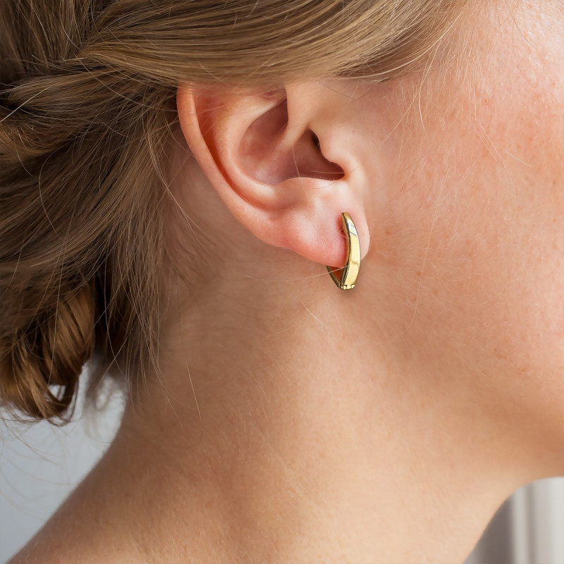 Boucles d'Oreilles Petites Créoles Duo en 2 Ors 750, Largeur 3 mm - Vandona