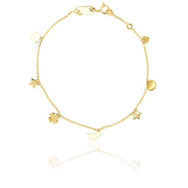 Bracelet Etoile Lune Coeur En Or Jaune Scarlett Ocarat