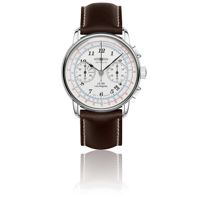 Zeppelin LZ126 Los Angeles Orologio Uomo: Cronografo Al Quarzo, Cinturino In Pelle, Quadrante Blu, 43mm