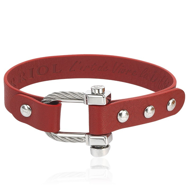 Bracelet Pont D'Amour, Cuir Rouge & Acier - Charriol - Ocarat