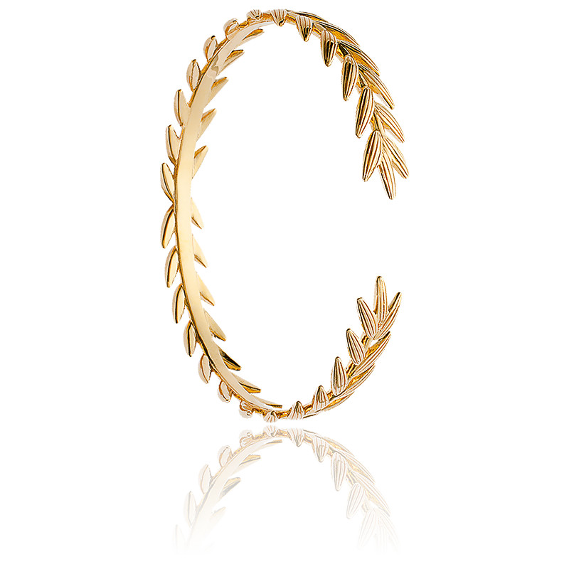 Bracelet Jonc Epis De Ble Plaque Or Jaune Naiades Ocarat