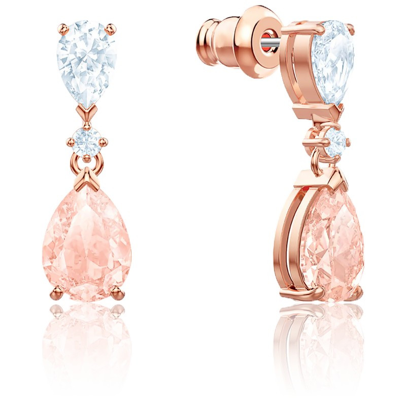 Boucles d'oreilles Vintage rose, métal rose - Swarovski - Ocarat