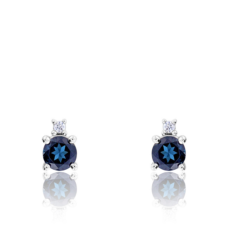 VINTAGE TOPAZE BLEU et Diamant Bague 925Sterling Argent