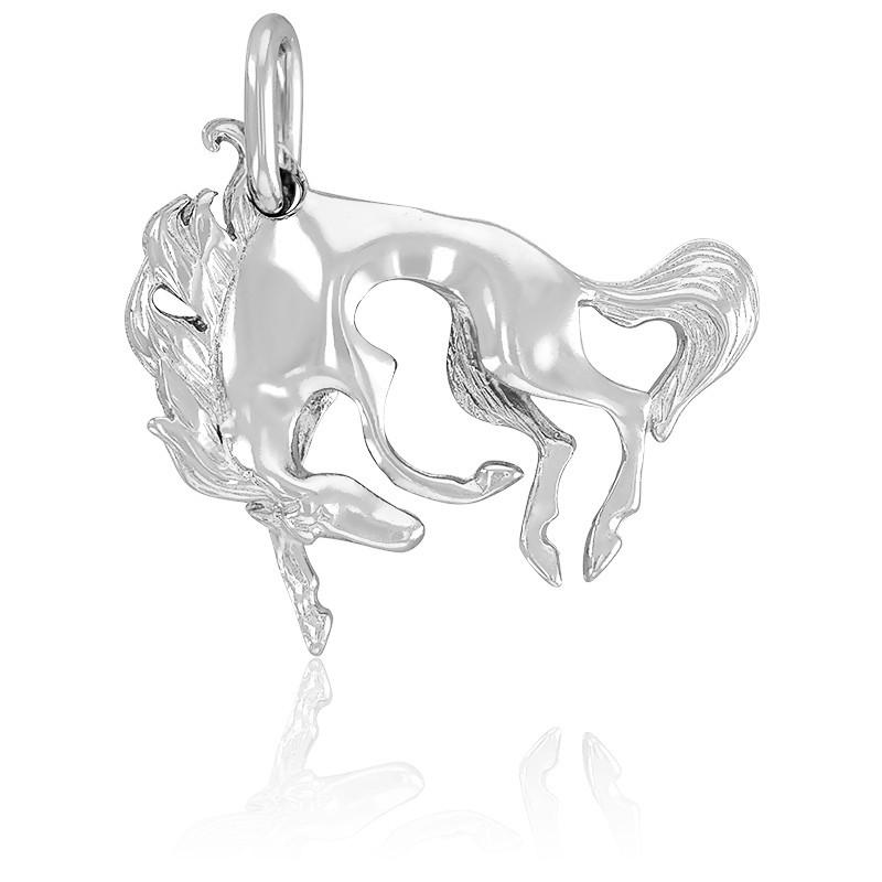 Pendentif Cheval 3D En Métal Plaqué Or 18K - 23 Mm - Neuf Avec étiquettes - Unisexe