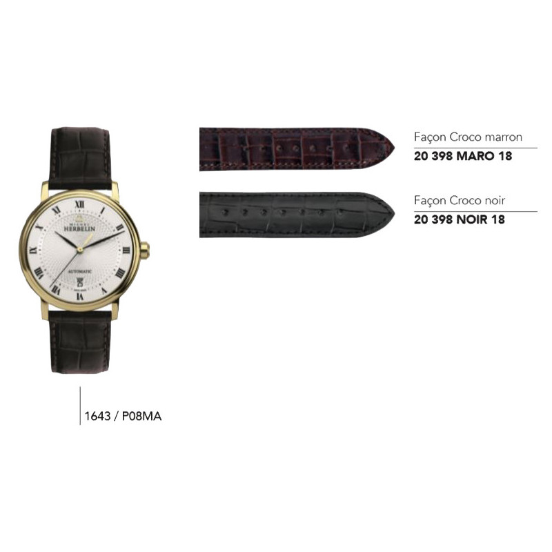 Bracelets en cuir pour montre série 1643 / 12243 / 12244 / ... - Herbelin