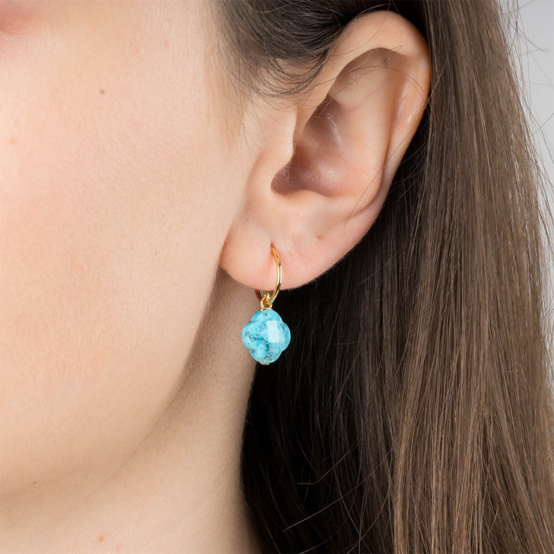 PROMO Boucles d'Oreilles Petit Trèfle en Or Jaune & Turquoise - Morganne Bello OCARAT.COM BIJOUTERIE N°1