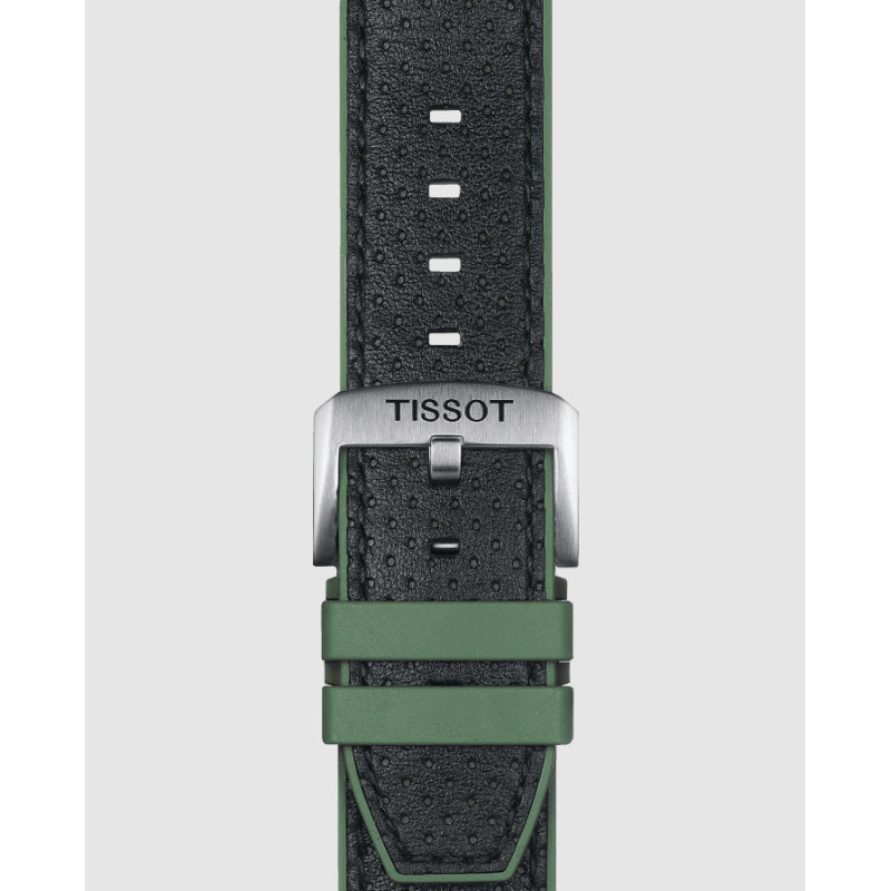 Bracelet de montre Officiel Tissot Caoutchouc Vert/Cuir Noir 22 mm T852046787 - Tissot