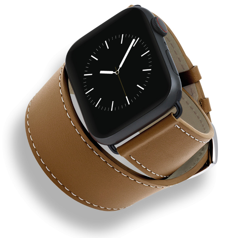 Bracelet de montre Apple Watch Manhattan Double Tour Cognac 3023804DT02 - Bracelet Rochet