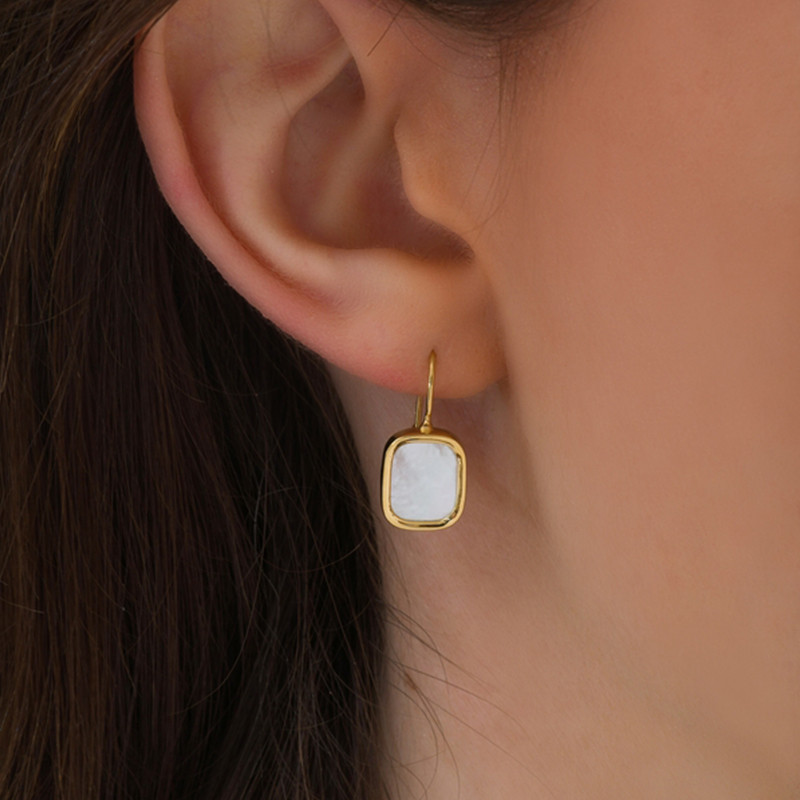 Boucles d'Oreilles Mykonos en Plaqué Or Jaune & Nacre - Skalli