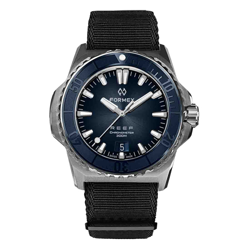 Montre Reef 39.5 mm Automatic Blue dial COSC 300M 2201.1.6333 - Formex
