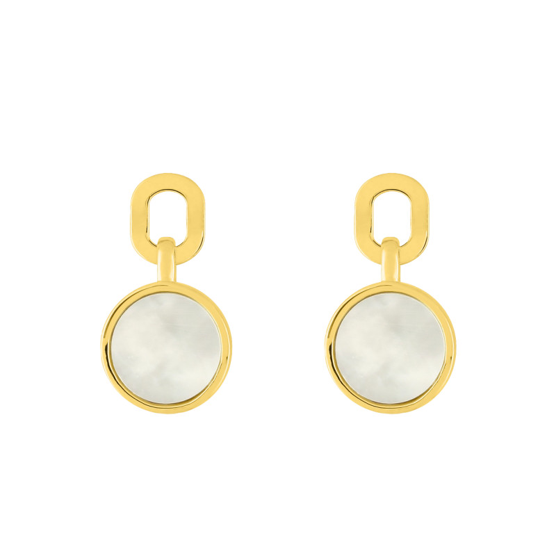 Boucles d'Oreilles en Or Jaune 375 & Nacre Blanche - Emanessence
