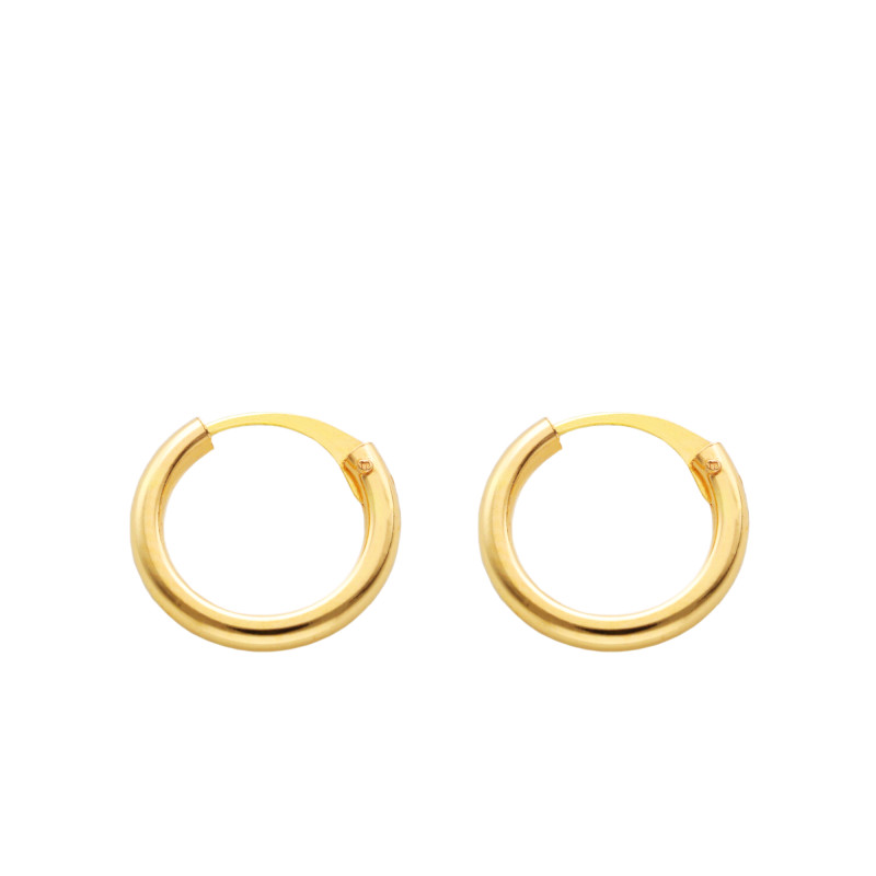 Boucles d'Oreilles Créoles en Or Jaune 750, Diamètre 10,30 mm - Emanessence