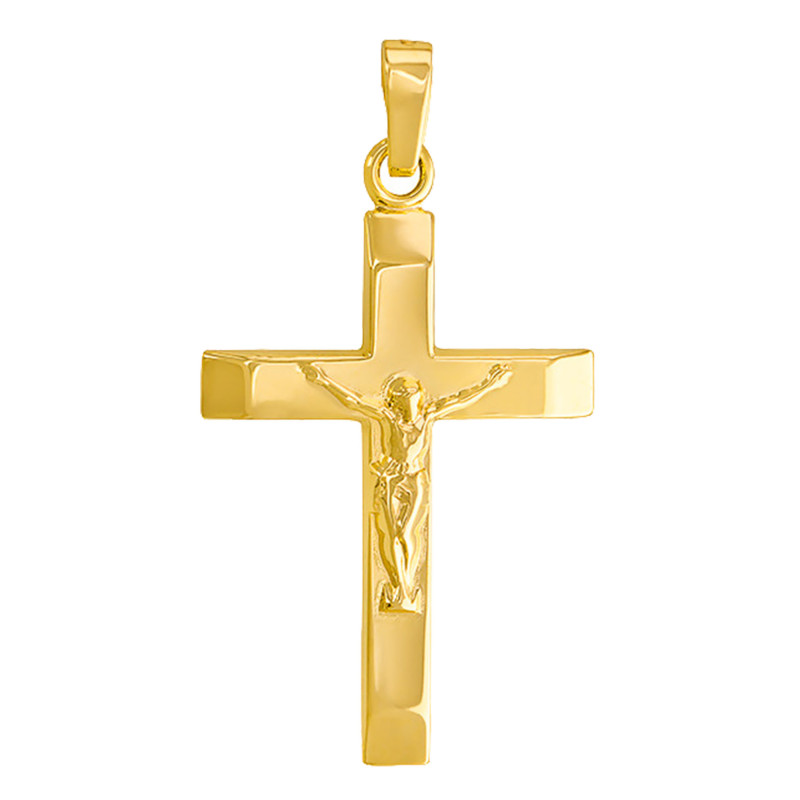 Pendentif Crucifix Creux en Or Jaune 375, Hauteur 37 mm - Vandona