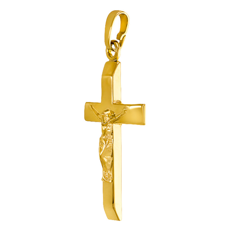 Pendentif Crucifix Creux en Or Jaune 375, Hauteur 37 mm - Vandona