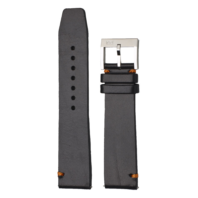 Bracelet de montre Cuir Noir Boucle Polie 22 mm - Belchengruppe