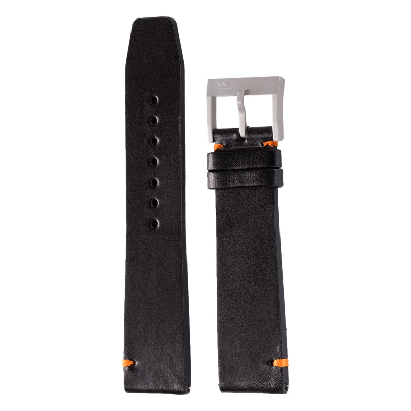 Bracelet de montre Cuir Noir Boucle Microbillée 22 mm - Belchengruppe