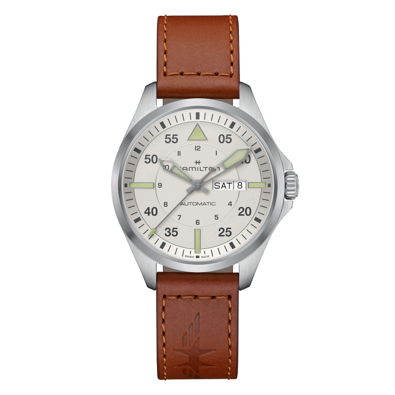 Montrre Khaki Aviation Pilot Day-Date 42 mm H64635550 - Hamilton