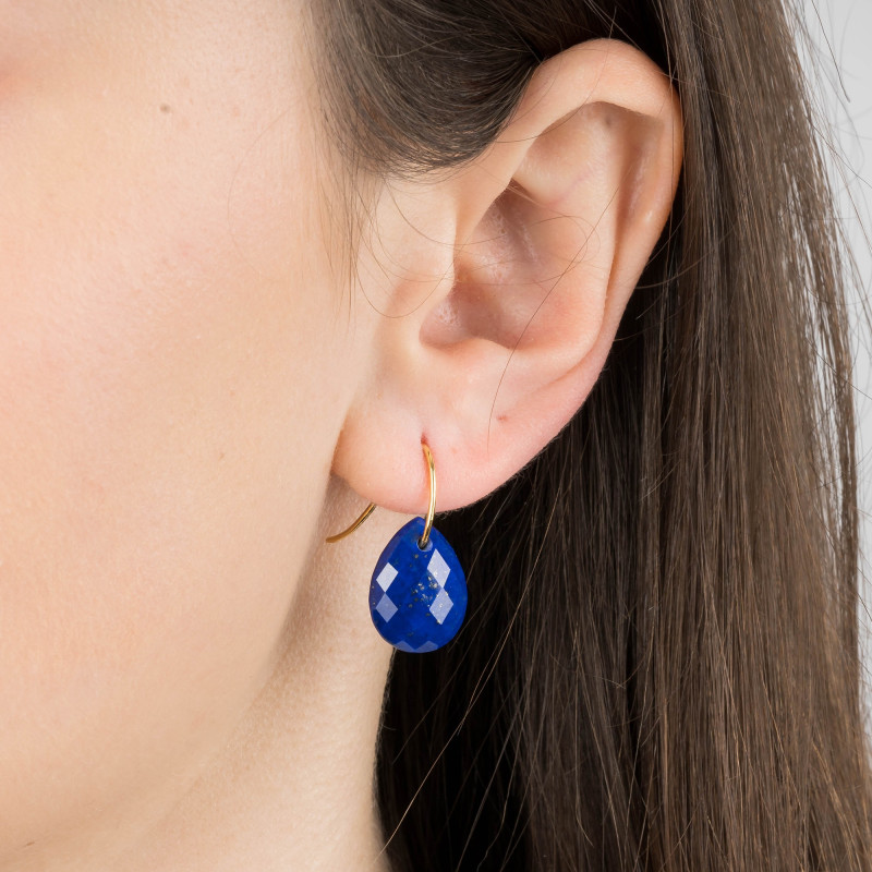 PROMO Boucles d'Oreilles en Or Jaune 750 & Lapis Lazuli - Morganne Bello OCARAT.COM BIJOUTERIE N°1