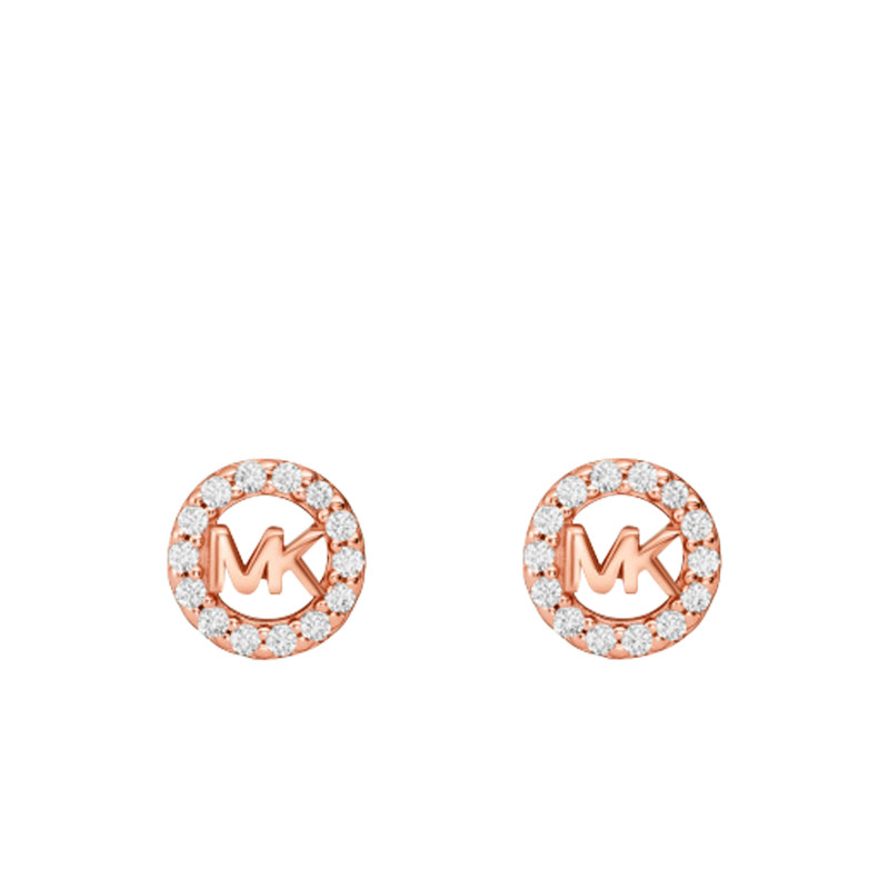 Boucles d'Oreilles Kors MK Rondes en Argent Plaqué Or Rose & Oxydes de Zirconium - Michael Kors