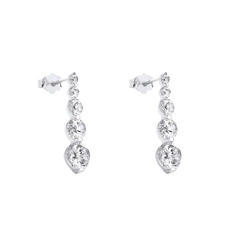 PROMO Boucles d'Oreilles Pendantes en Or Blanc 375 & Oxydes de Zirconium - Emanessence OCARAT.COM BIJOUTERIE N°1