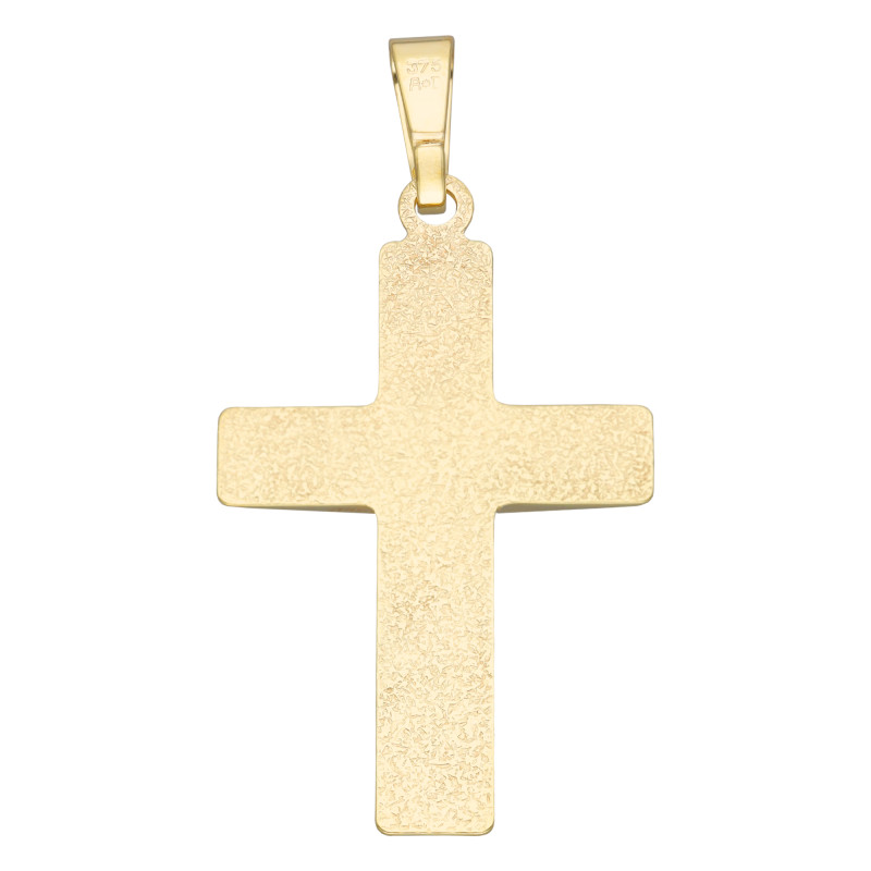 Pendentif Croix Creuse Rainurée en Or Jaune 375 - Vandona