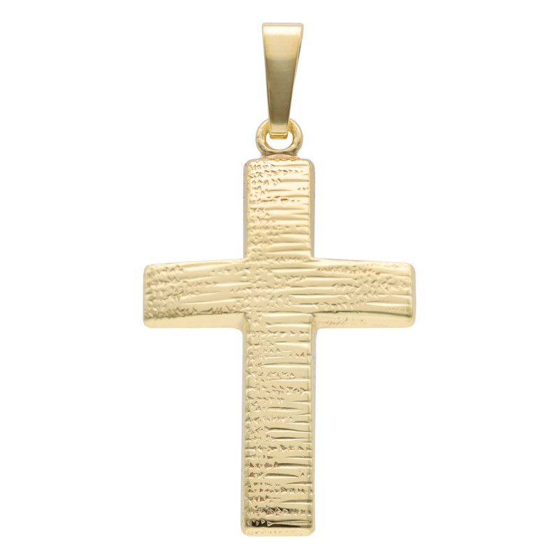 Pendentif Croix Creuse Rainurée en Or Jaune 375 - Vandona