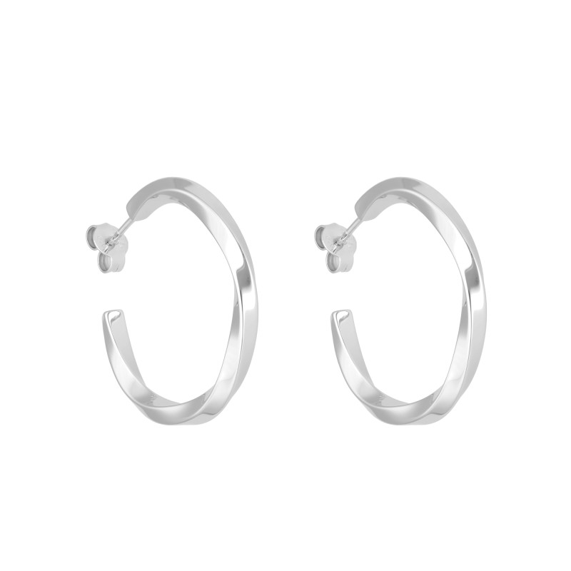 PROMO Boucles d'Oreilles Créoles Tressées en Argent 925 Rhodié, Diamètre 20 ou 30 mm - Vandona OCARAT.COM BIJOUTERIE N°1