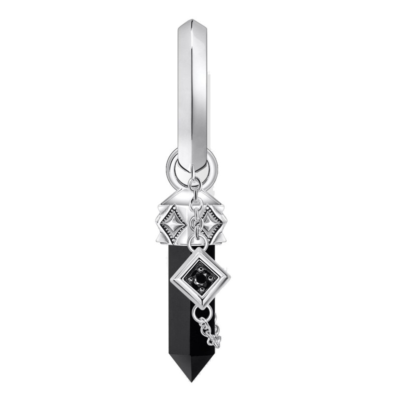 1 Boucle d'Oreille Créole Rebel Wolf en Argent 925 & Onyx Noir - CR724-641-11 - Thomas Sabo