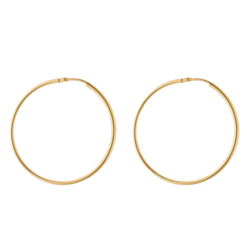 Boucles d'Oreilles Créoles Fil Rectangle en Or Jaune 750, Diamètre 10 mm - Emanessence