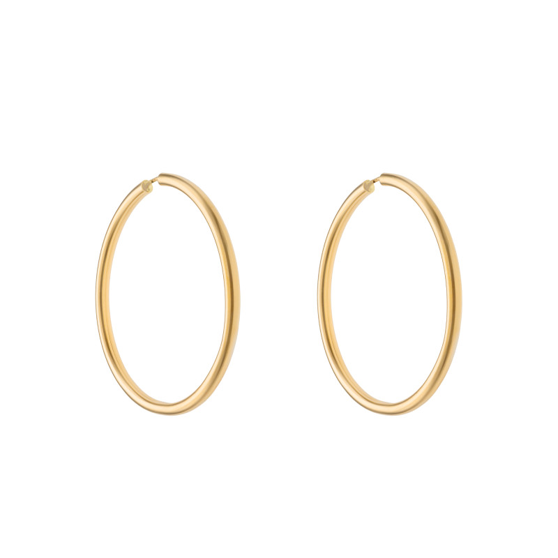 Boucles d'Oreilles Créoles en Or Jaune 750, Diamètre 15 mm - Emanessence