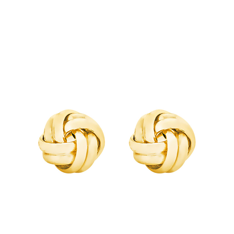Boucles d'Oreilles Noeuds Doublés en Or Jaune 375 - Emanessence