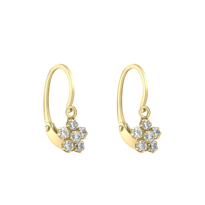 Boucles d'Oreilles Fleur en Or Jaune 375 & Oxydes de Zirconium - Emanessence