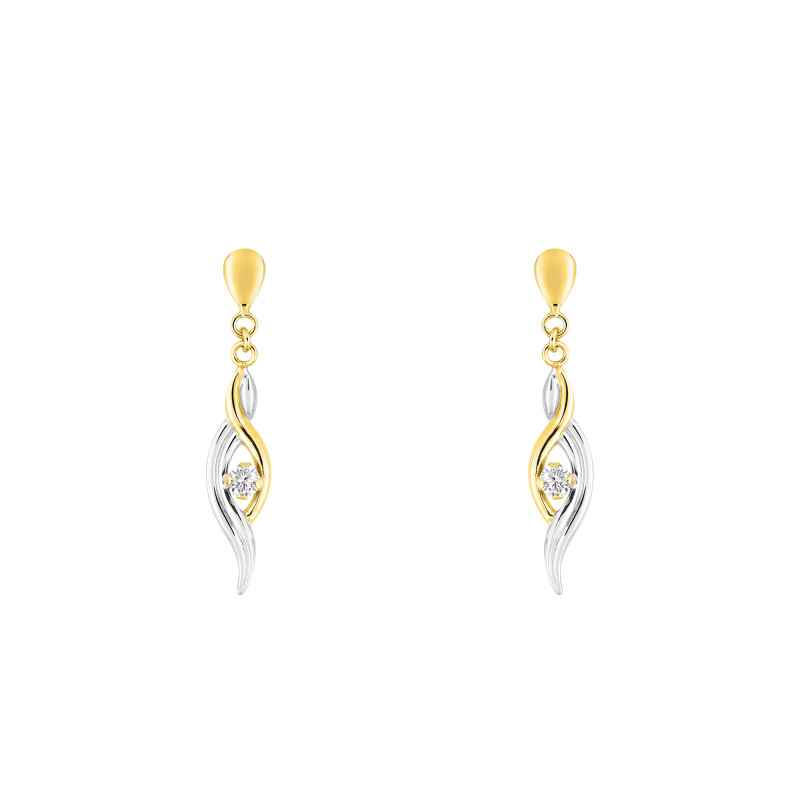 Boucles d'Oreilles Entrelacées en Or Jaune 375 & Oxydes de Zirconium - Emanessence
