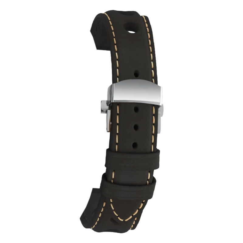 Bracelet de Montre Le Mans Cuir Noir en 20mm ou 22mm - Bracelet Rochet
