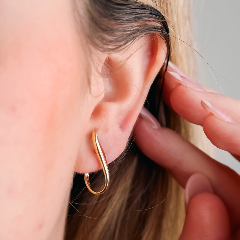 Boucles d'Oreilles Créoles Ovales en Or Jaune 750, Diamètre 3,90 mm - Emanessence
