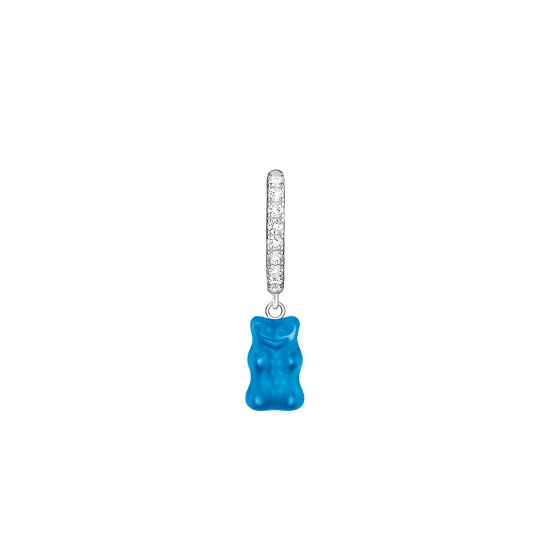 1 Boucle d'Oreille Créole Unique Haribo Bleu en Argent 925 & Cristal et Oxydes de Zirconium - CR726-052-1 - Thomas Sabo
