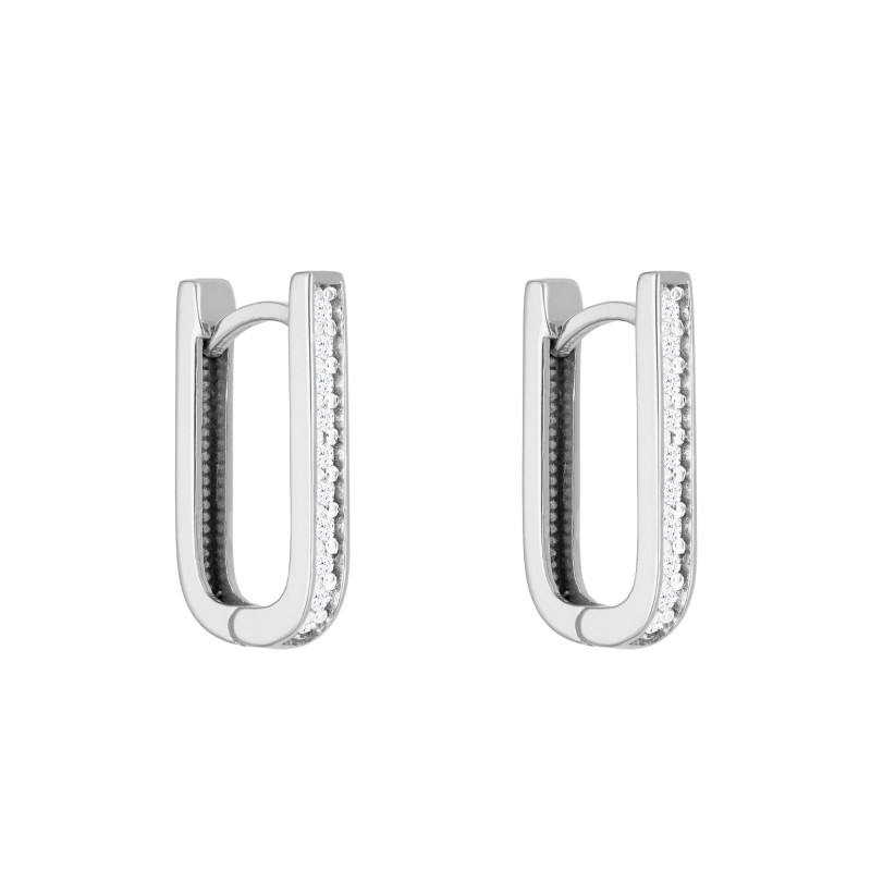 Boucles d'Oreilles en Or Blanc 375 & Diamants 0,13 ct - Divine