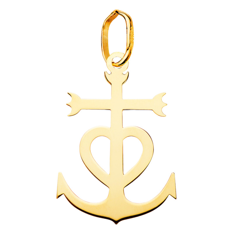 Pendentif Croix Camarguaise en Or Jaune 750 - Vandona