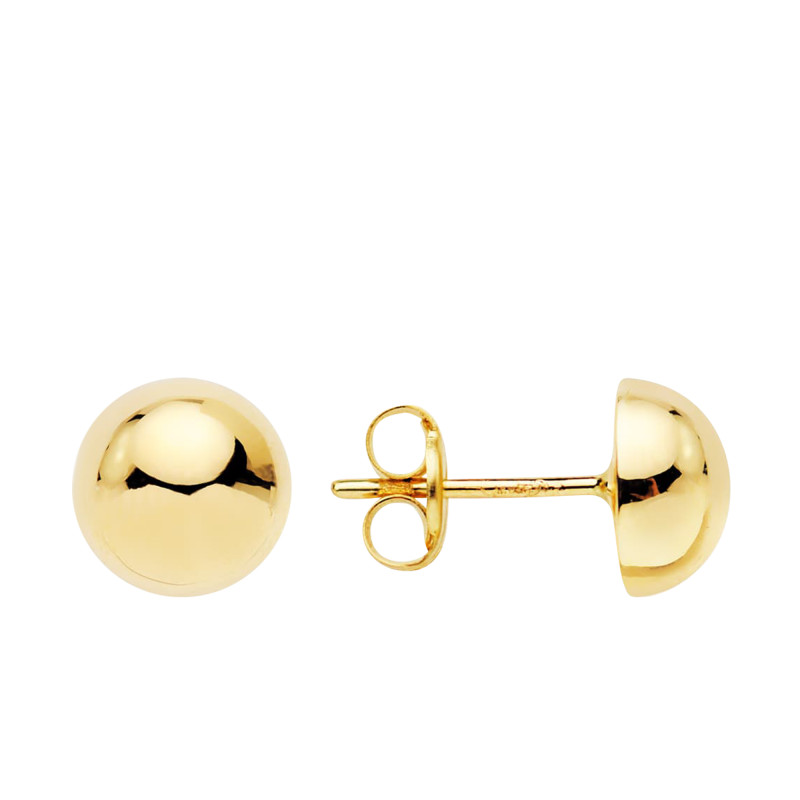 PROMO Boucles d'Oreilles Demi Boules en Or Jaune 750, Diamètre 7 mm - Emanessence OCARAT.COM BIJOUTERIE N°1