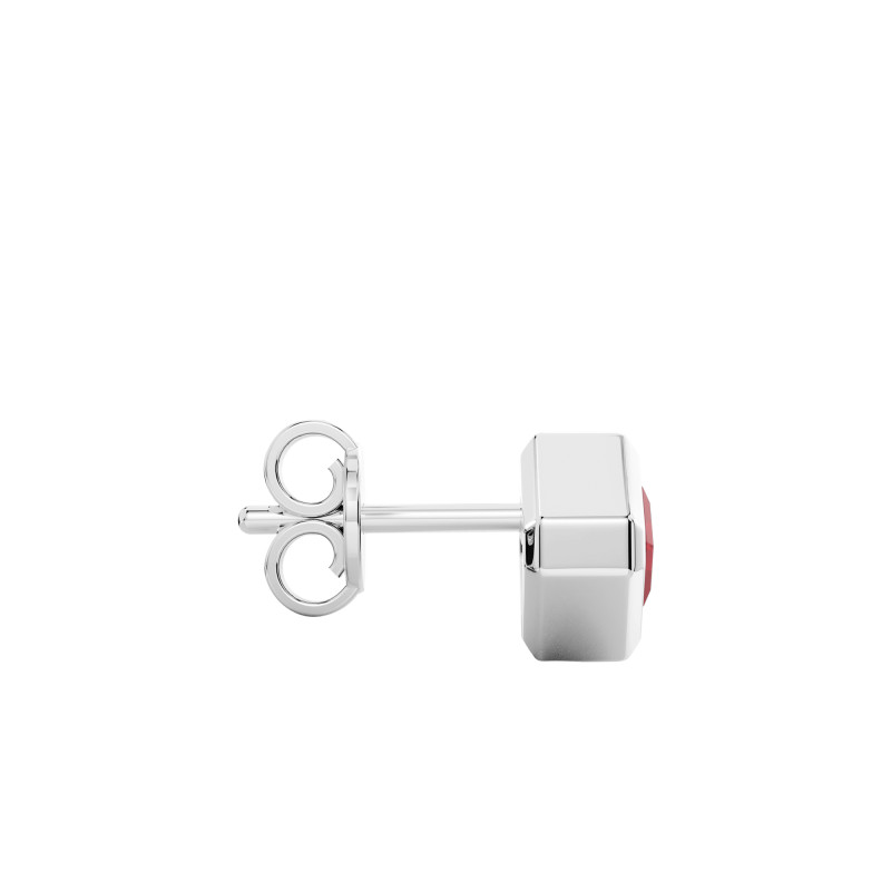 1 Boucle d'Oreille Insignia Octogonale en Argent 925 & Spinelle Rouge - ESO012 - Zancan