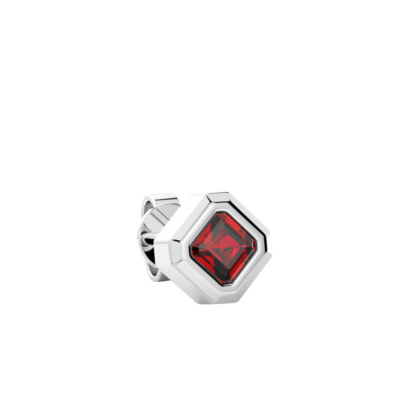 1 Boucle d'Oreille Insignia Octogonale en Argent 925 & Spinelle Rouge - ESO012 - Zancan