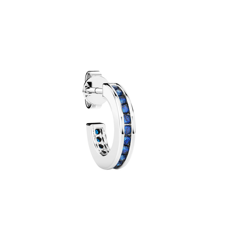 1 Boucle d'Oreille Créole Insignia en Argent 925 & Spinelles Bleus - ESO003 - Zancan