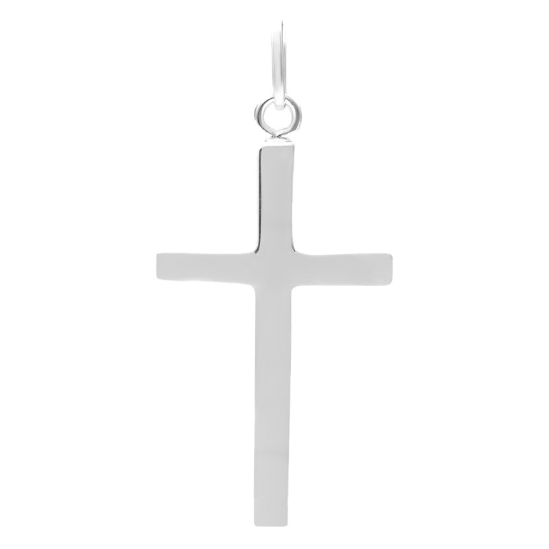 Pendentif Croix Polie en Argent 925 Rhodié, Dimension 30 x 18 mm - Emanessence