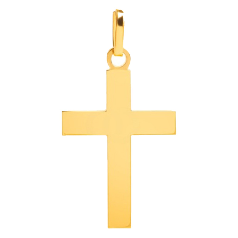 Croix Plate Simple en Or Jaune - Emanessence