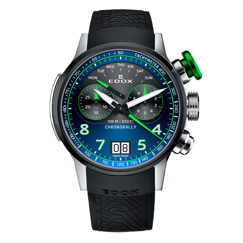 Montre Chronorally Chronograph 45 38003-TINV-BUNV - Edox