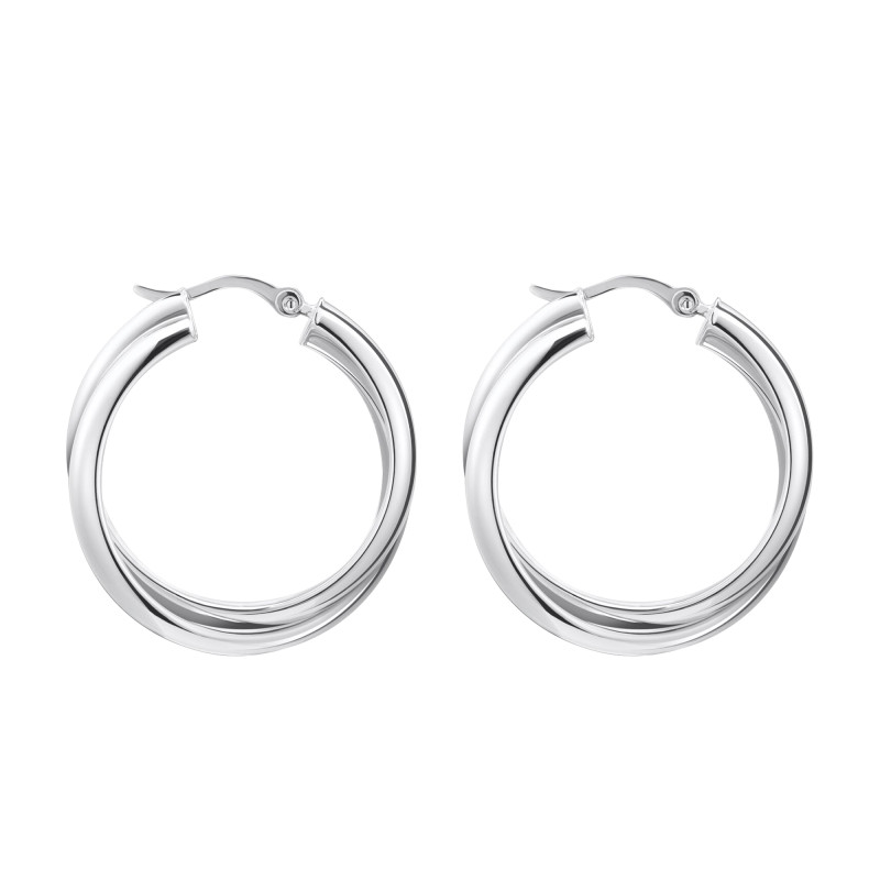 Boucles d'Oreilles Créoles Essentials Entrelacées en Argent 925, Diamètre 27 mm - CR738-001-21 - Thomas Sabo