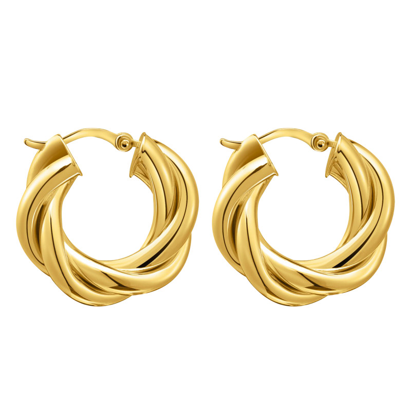 Boucles d'Oreilles Créoles Essentials Entrelacées en Plaqué Or Jaune, Diamètre 20 mm - CR742-413-39 - Thomas Sabo