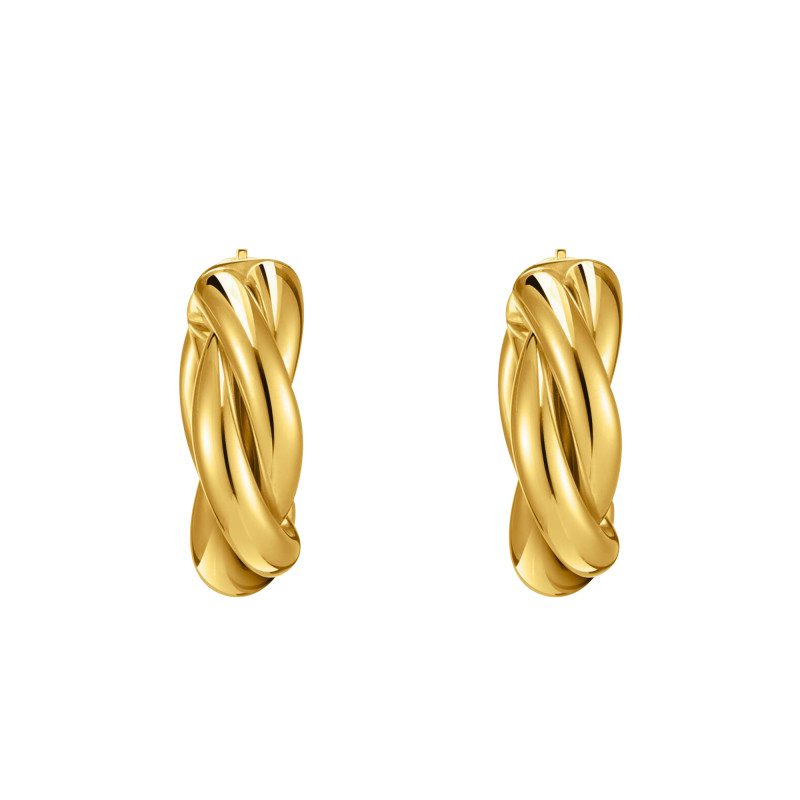 Boucles d'Oreilles Créoles Essentials Entrelacées en Plaqué Or Jaune, Diamètre 20 mm - CR742-413-39 - Thomas Sabo