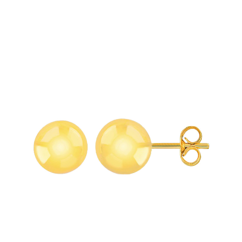 Boucles d'Oreilles Puces Rondes en Or Jaune 750 - Emanessence
